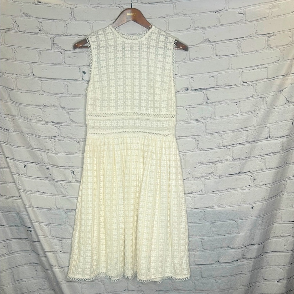 Zimmermann Zephyr Broderie White Embroidered Sleeveless m Dress Size Medium